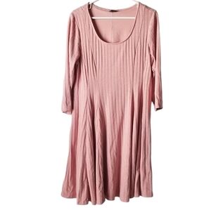 Torrid Pink Fit and Flare 3/4 Sleeve Ribbed Skater Dress Size 1